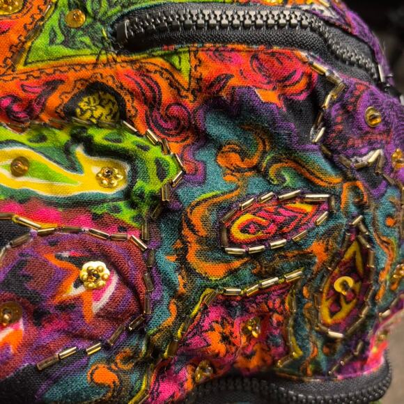 Multi coloured paisley print beaded bomber jacket - Picture 4 of 5